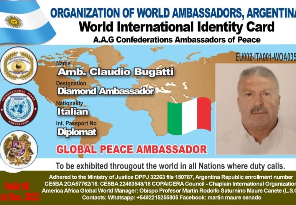 Credencial de Amb. Claudio Bugatti