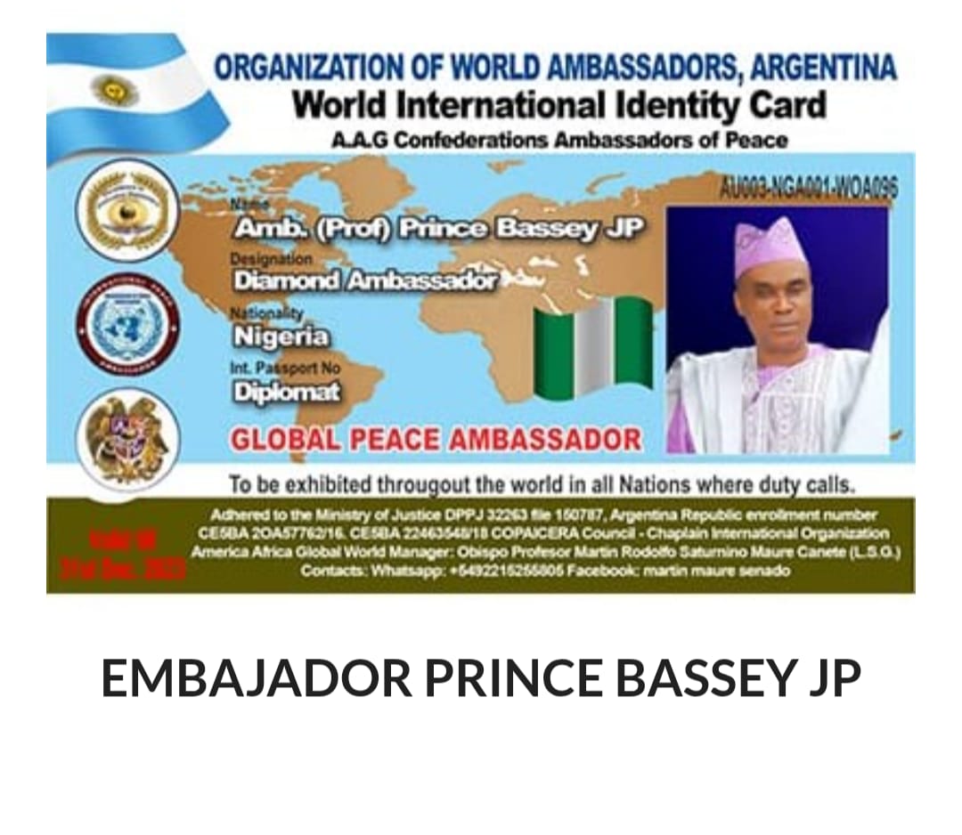 Credencial de Amb. (Prof) Prince Bassey JP