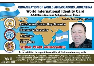 Credencial de Amb. Dr. Apostle Hector Hugo Bonarrico