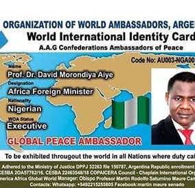 Credencial de Prof. Dr. David Morondiya Aiye