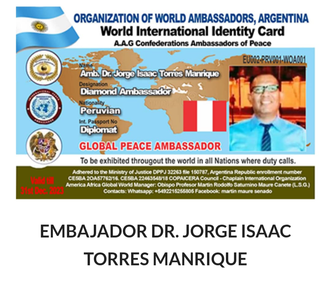 Credencial de Amb. Dr. Jorge Isaac Torres Manrique